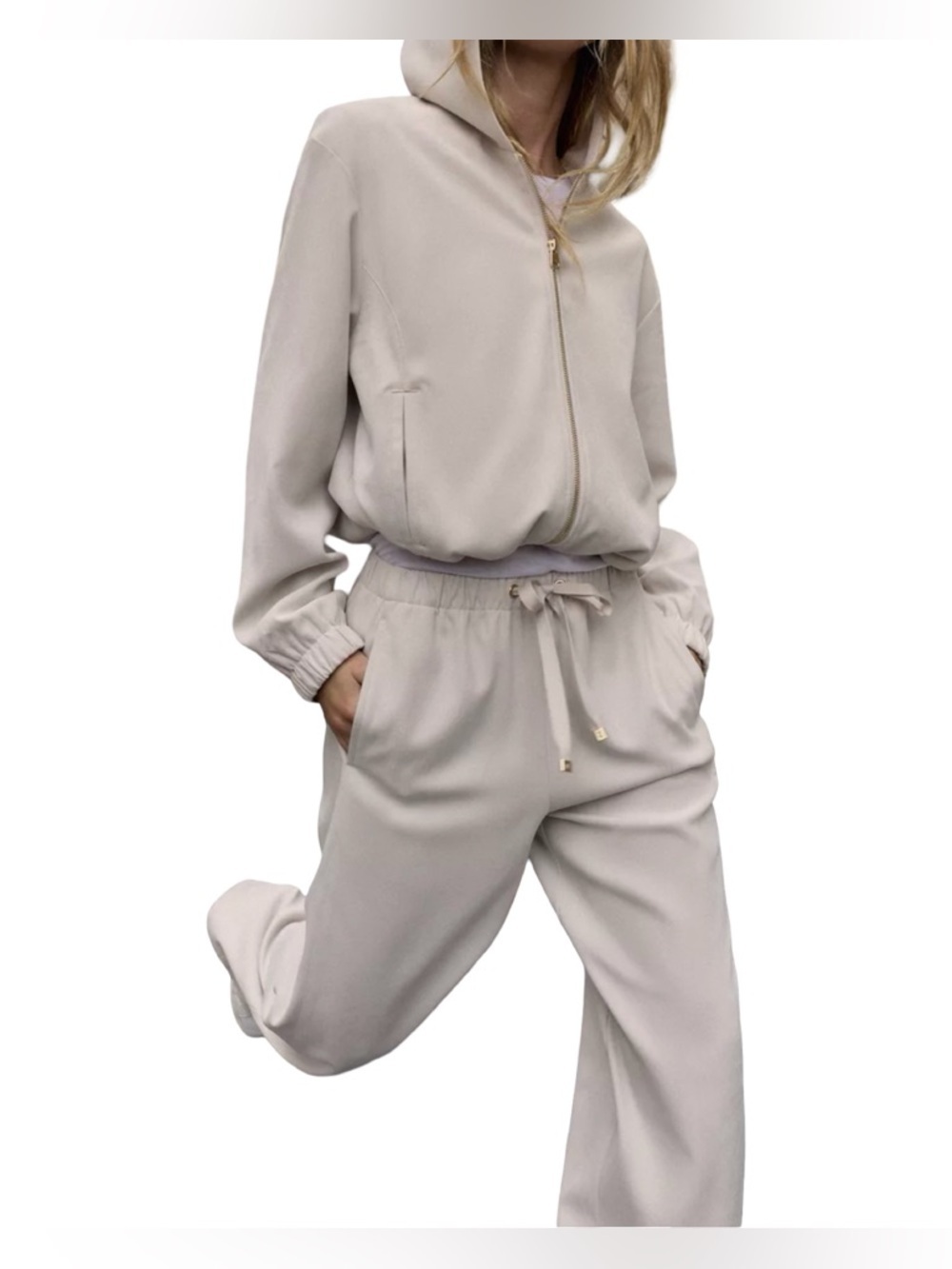 Zara Hoodie/Pants Set Ecru Women’s Size S